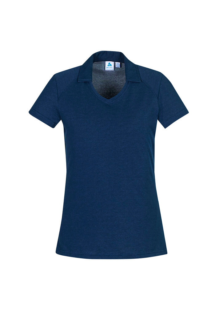 Byron Womens Short Sleeve Polo - Steel Blue - Front