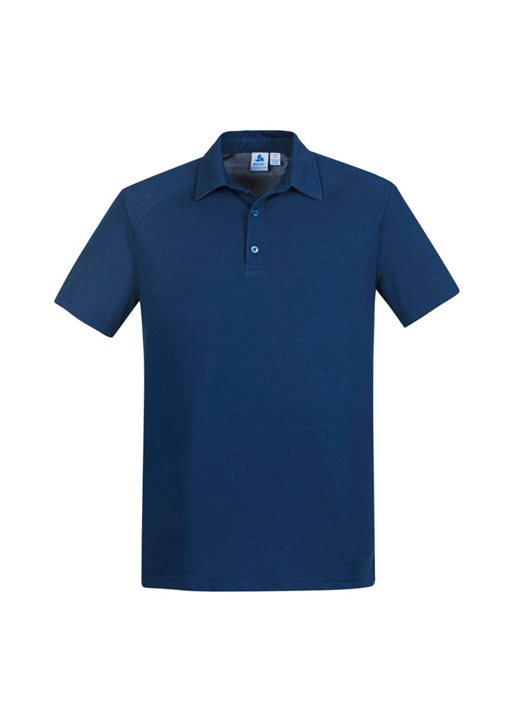 Byron Mens Short Sleeve Polo - Steel Blue - Front