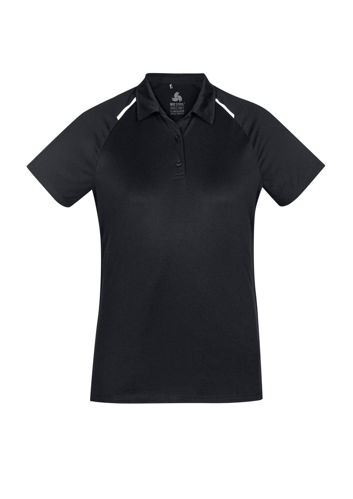 Academy Womens Short Sleeve Polo - Black/White - Front