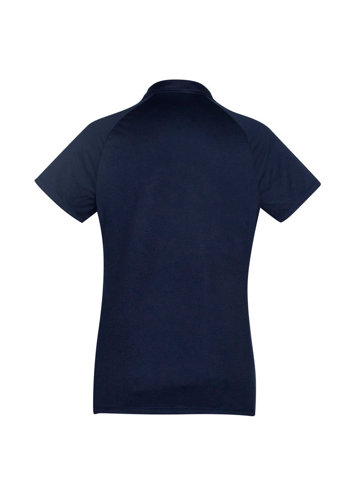Academy Womens Short Sleeve Polo - Navy/Teal - Back