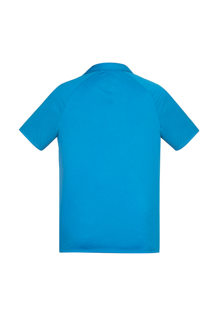 Academy Mens Short Sleeve Polo - Cyan/Navy - Back