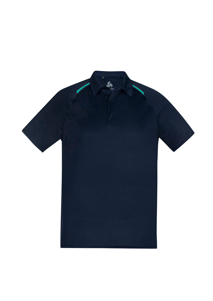 Academy Mens Short Sleeve Polo - Navy/Teal - Front