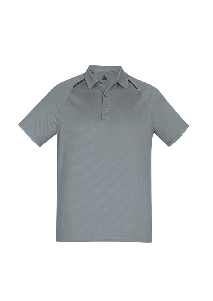 Academy Mens Short Sleeve Polo - Silver/Charcoal - Front