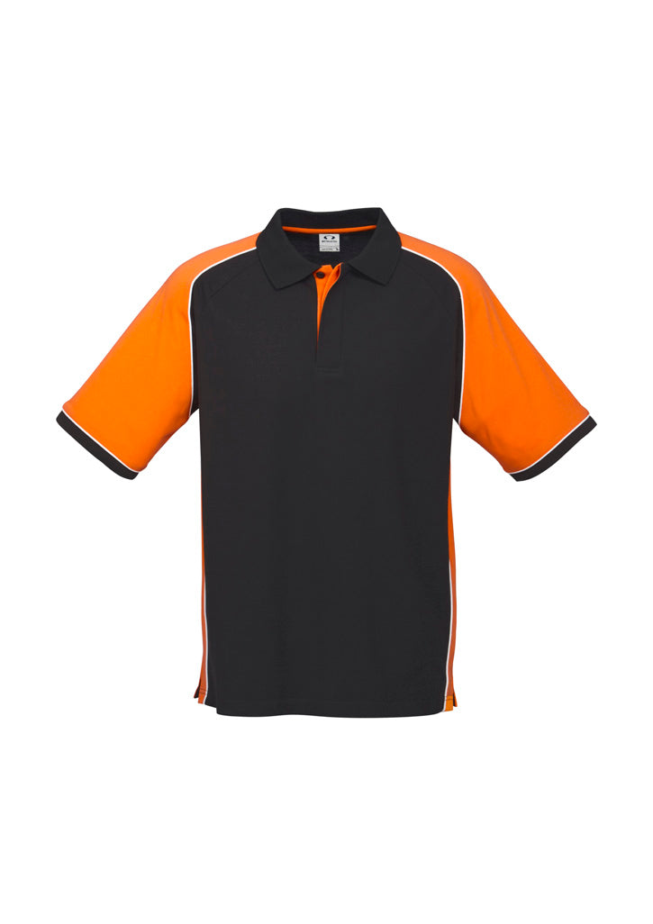 Nitro Mens Short Sleeve Polo - Black/Orange/White - Front