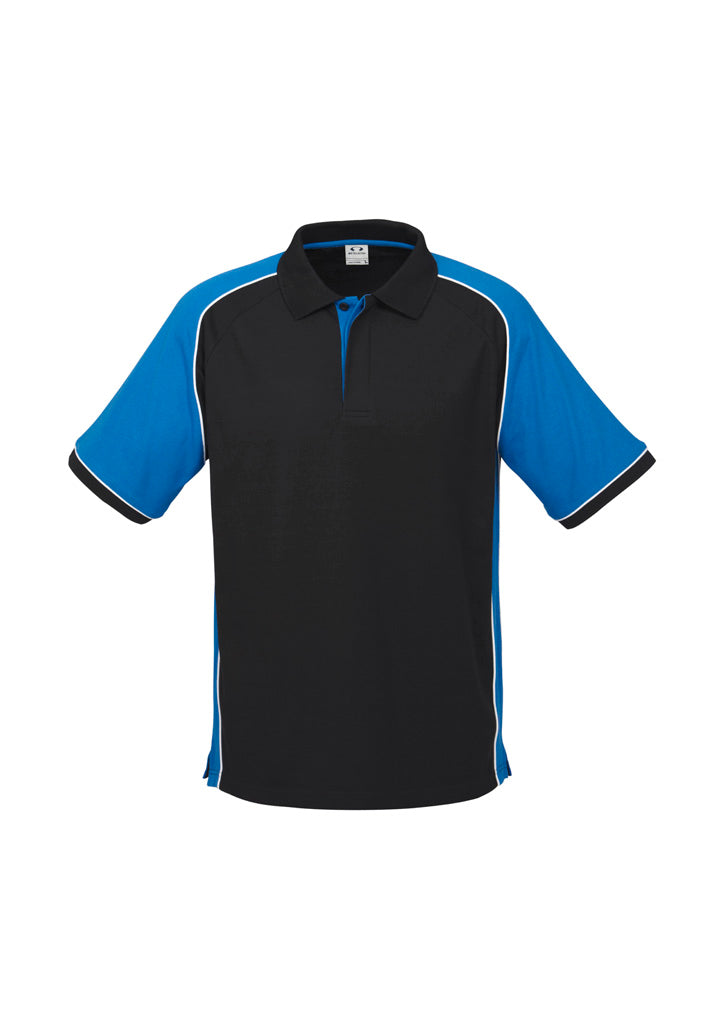 Nitro Mens Short Sleeve Polo - Black/Royal/White - Front