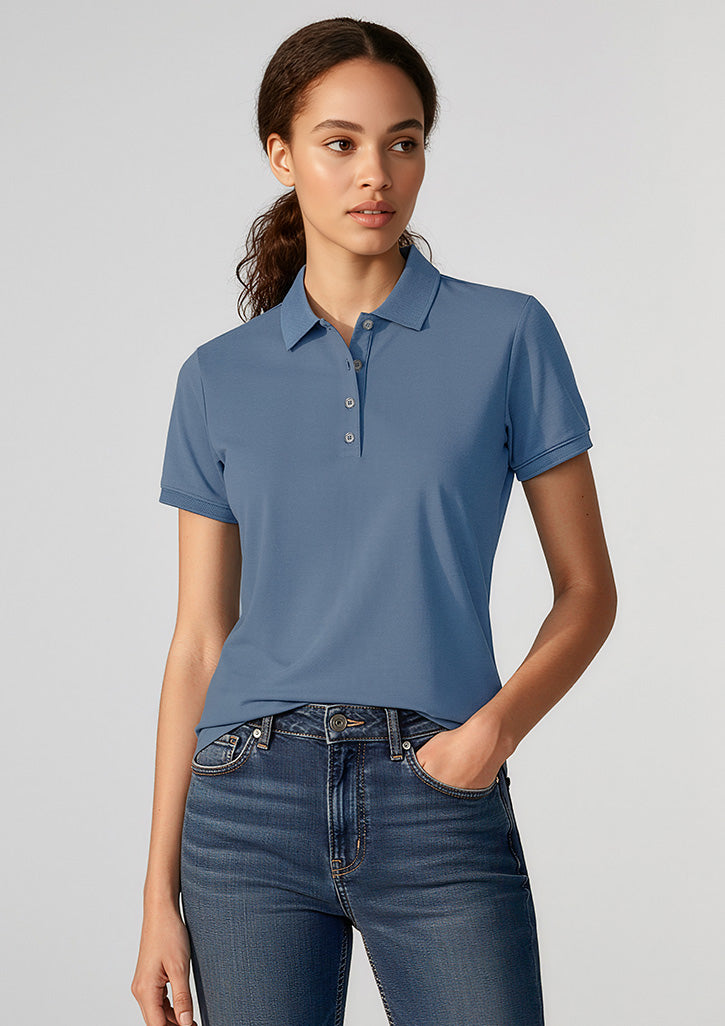 City Womens Short Sleeve Polo - Grey Smoke - Model