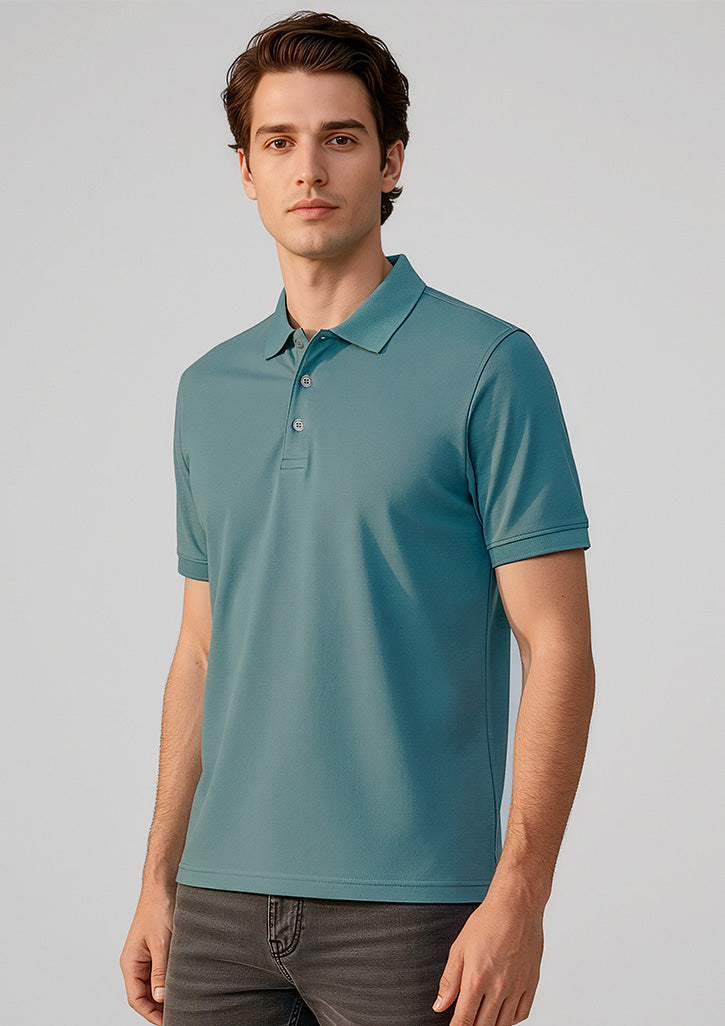 City Mens Short Sleeve Polo - Jasper Green - Model