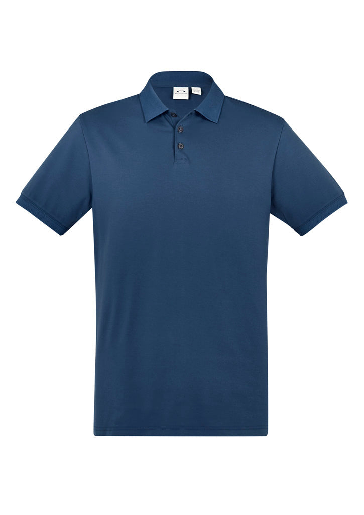 City Mens Short Sleeve Polo - Mineral Blue - Front
