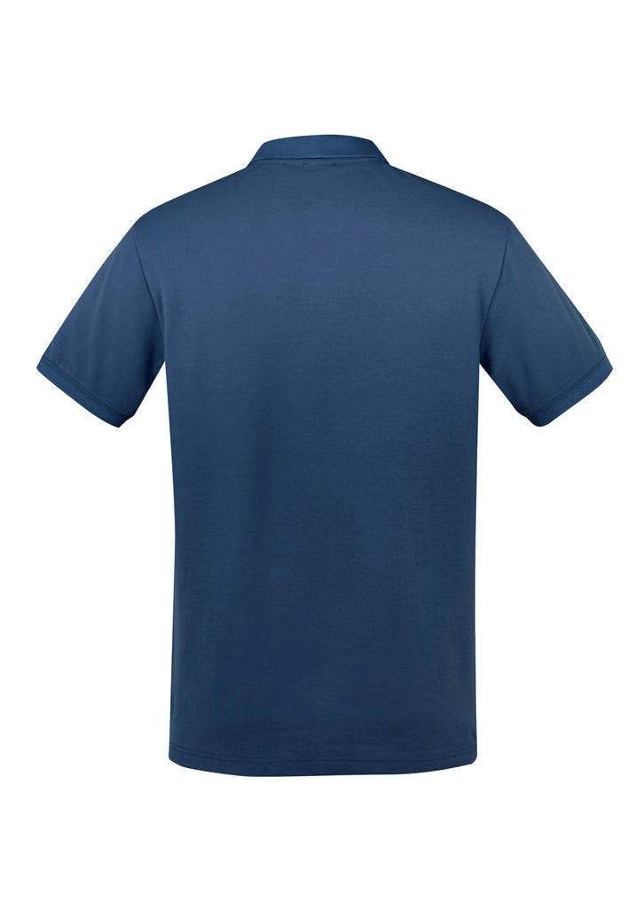City Mens Short Sleeve Polo - Mineral Blue - Back