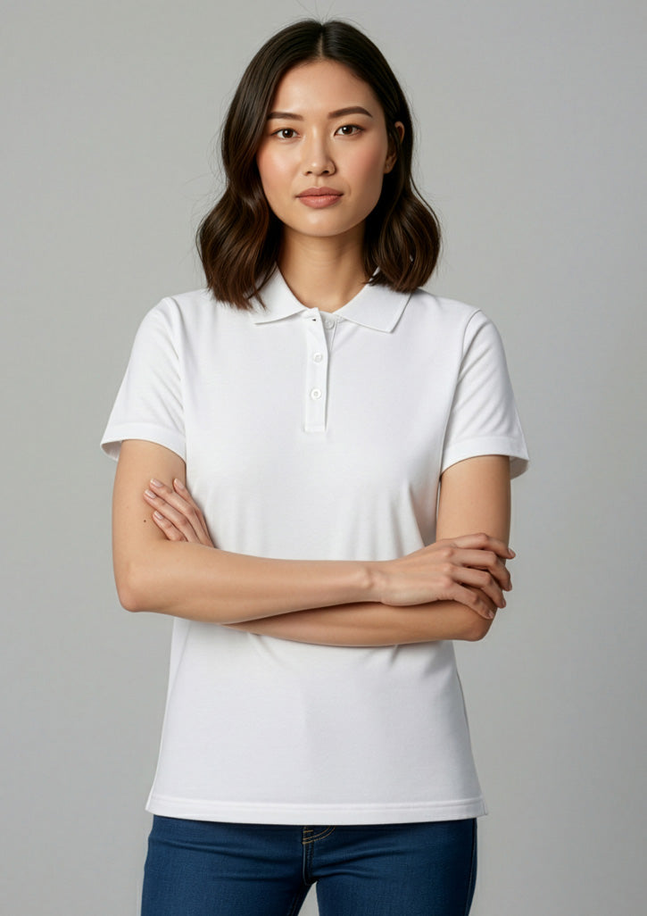 Ice Womens Short Sleeve Polo - White - Model