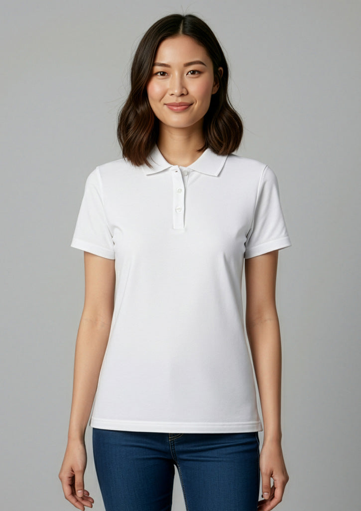Ice Womens Short Sleeve Polo - White - Model