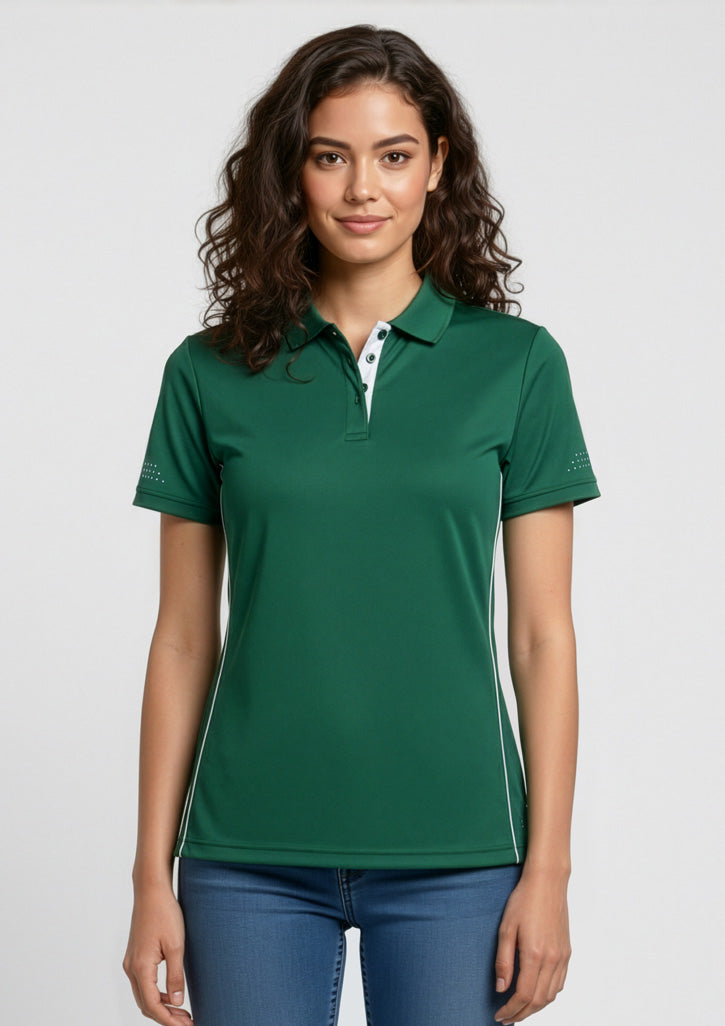 Balance Womens Short Sleeve Polo - Forest/White - Model