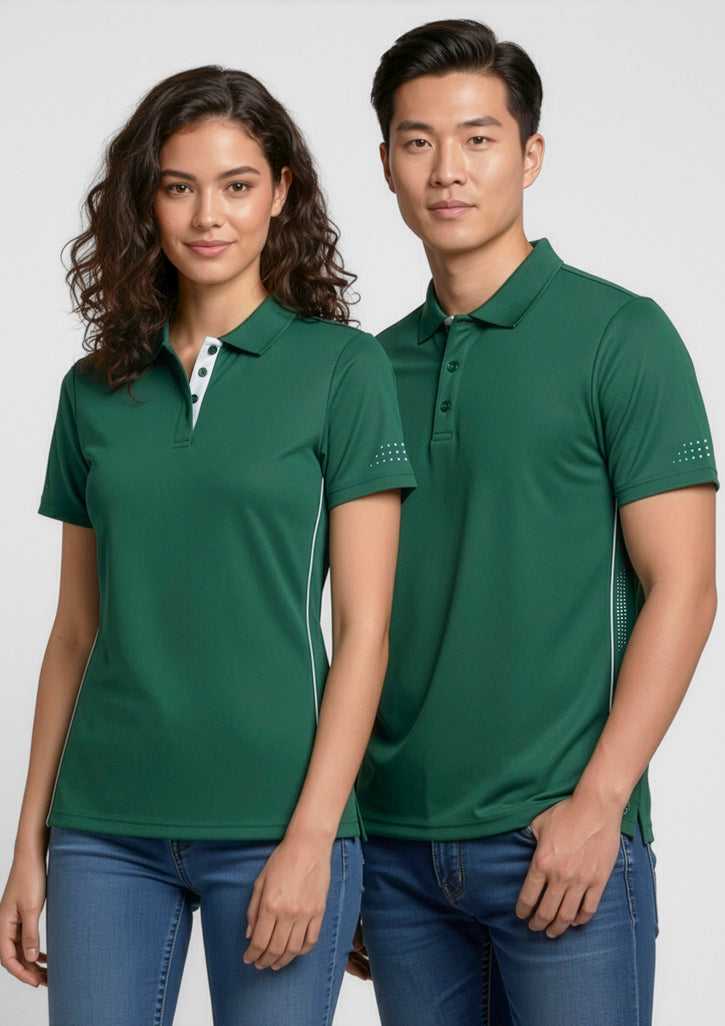Balance Womens Short Sleeve Polo - Forest/White - Model