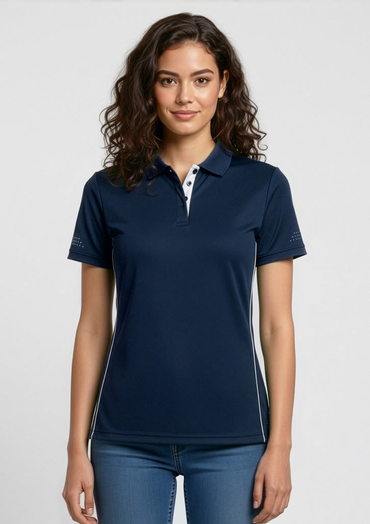 Balance Womens Short Sleeve Polo - Navy/White - Model