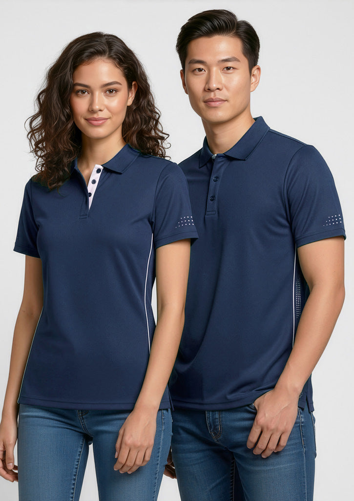 Balance Womens Short Sleeve Polo - Navy/White - Model