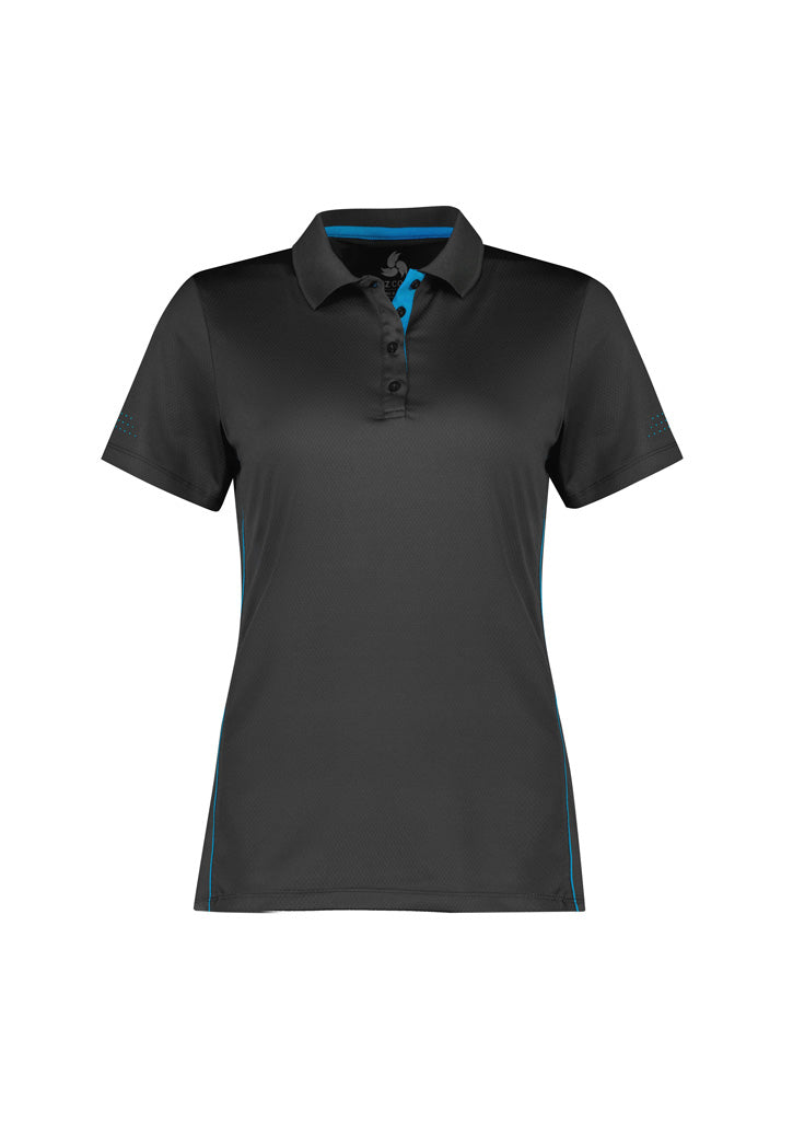 Balance Womens Short Sleeve Polo - Grey/Cyan - Front