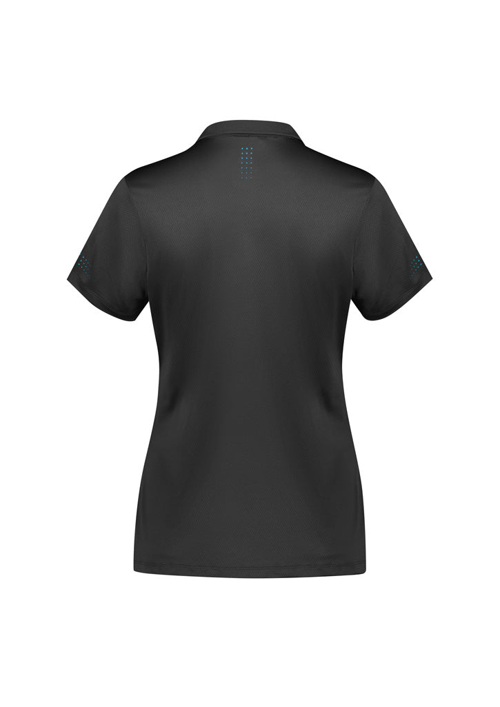 Balance Womens Short Sleeve Polo - Grey/Cyan - Back