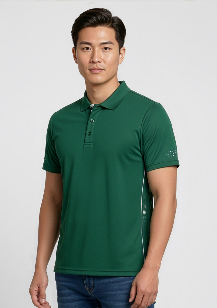 Balance Mens Short Sleeve Polo - Forest/White - Model