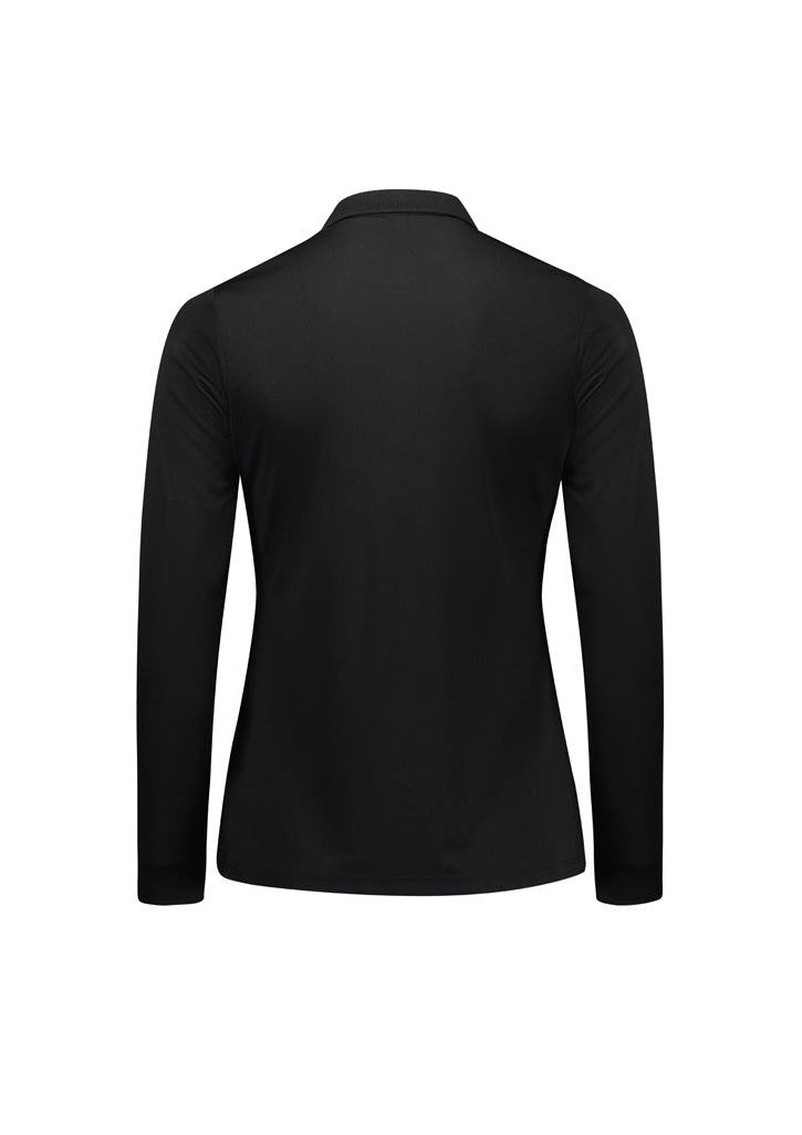Action Womens Long Sleeve Polo - Black - Back