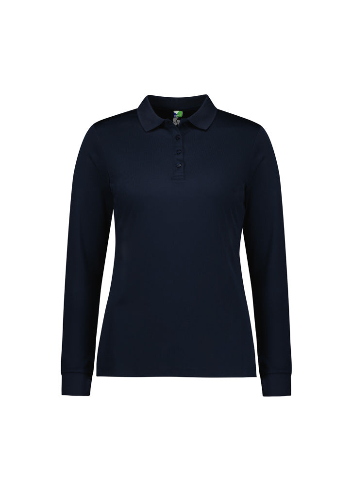 Action Womens Long Sleeve Polo - Navy - Front