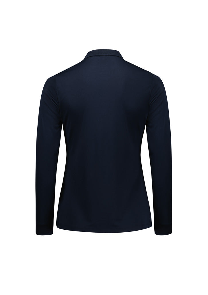Action Womens Long Sleeve Polo - Navy - Back