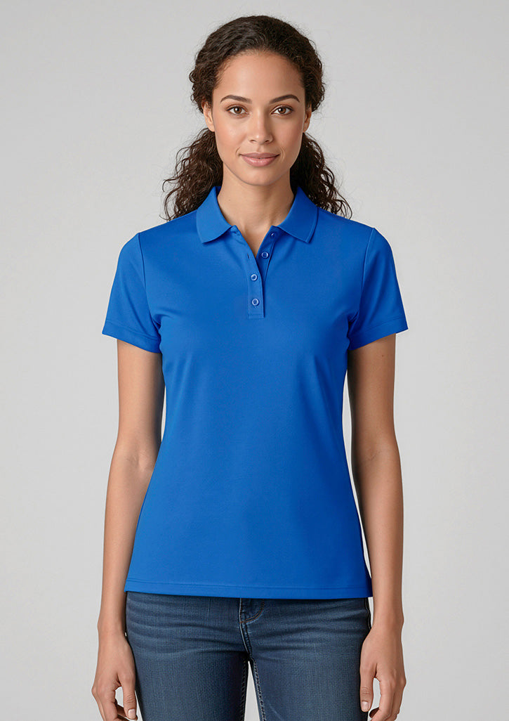 Action Womens Short Sleeve Polo - Royal - Model