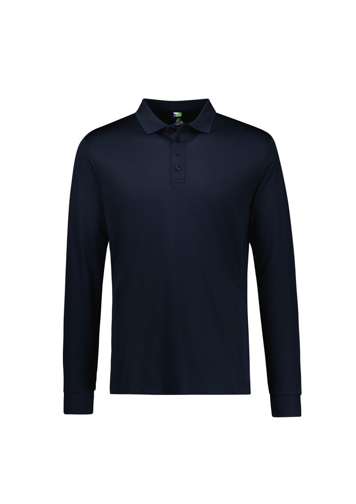 Action Mens Long Sleeve Polo - Navy - Front