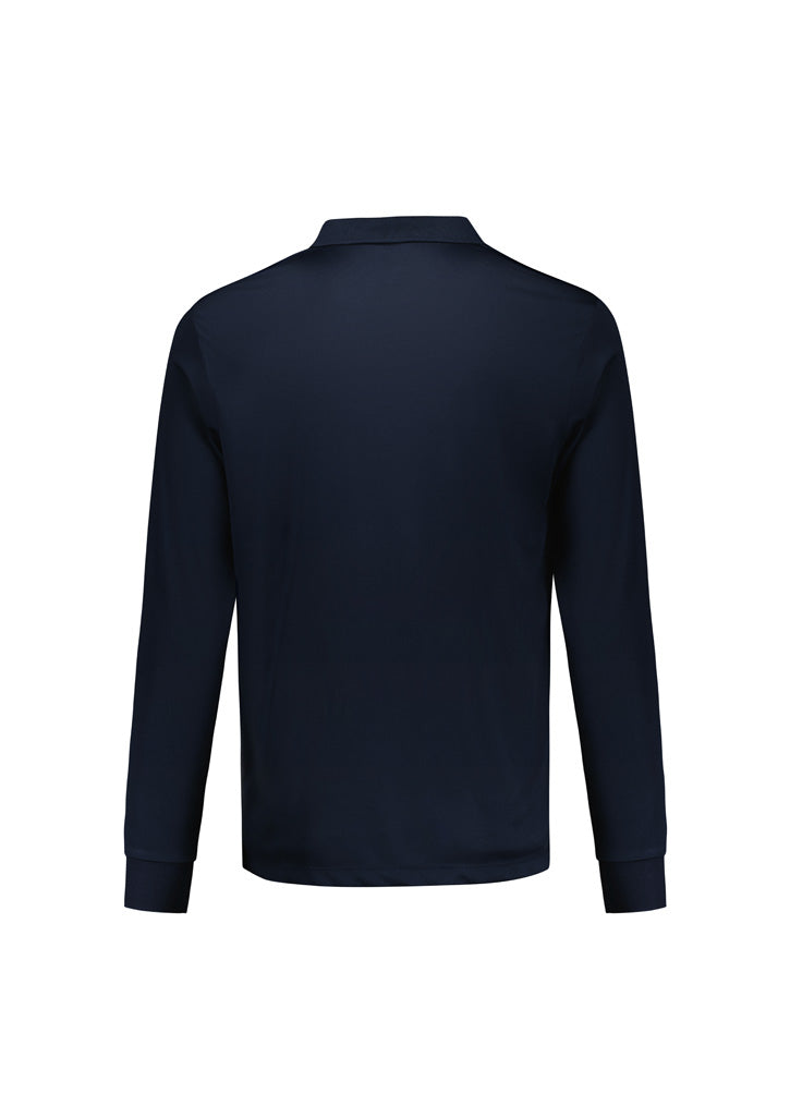 Action Mens Long Sleeve Polo - Navy - Back