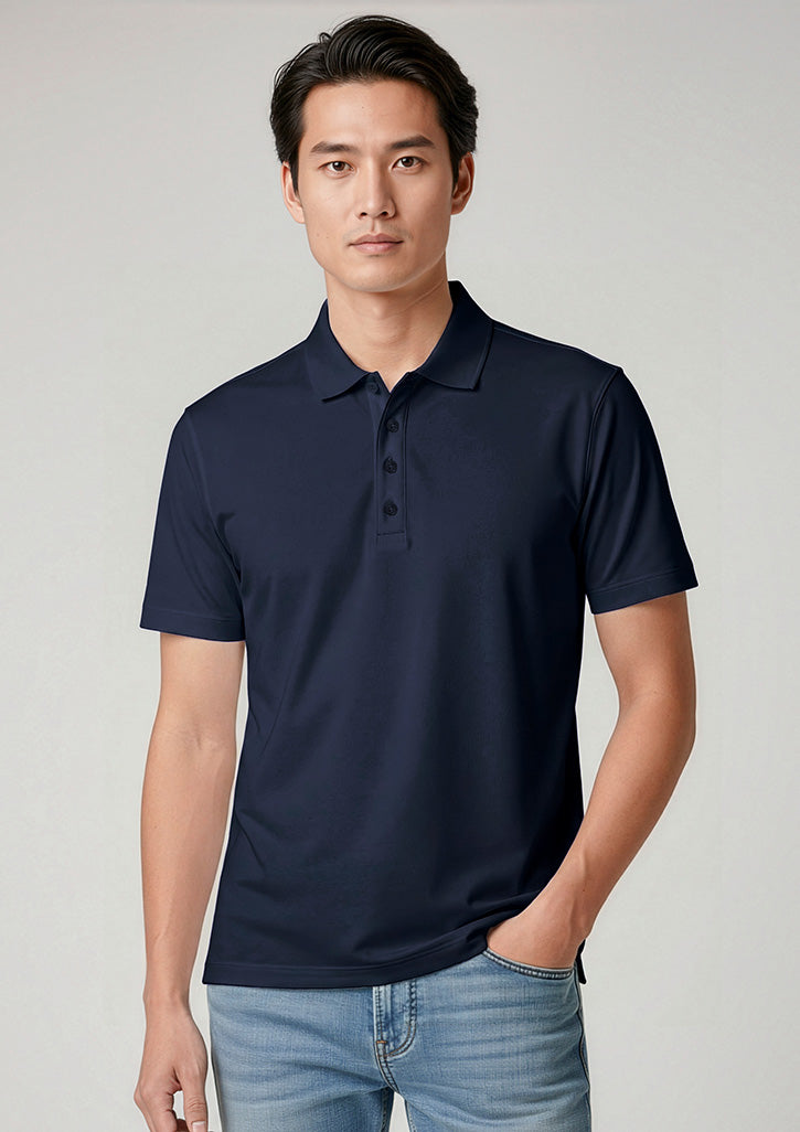Action Mens Short Sleeve Polo - Navy - Model