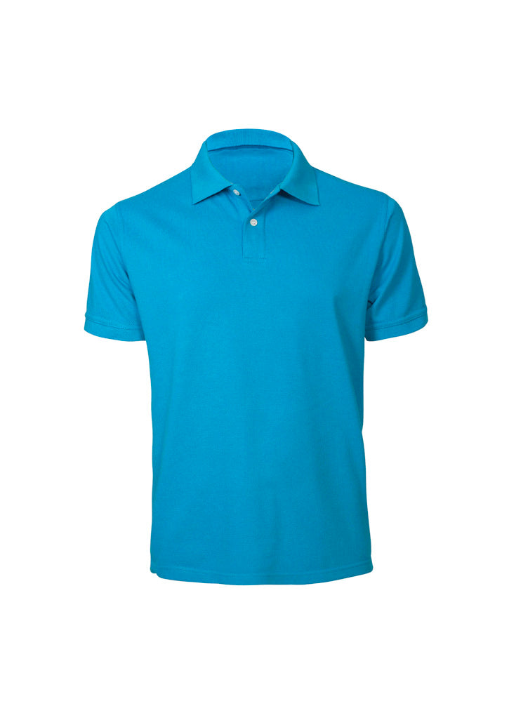 Neon Mens Short Sleeve Polo - Cyan - Front