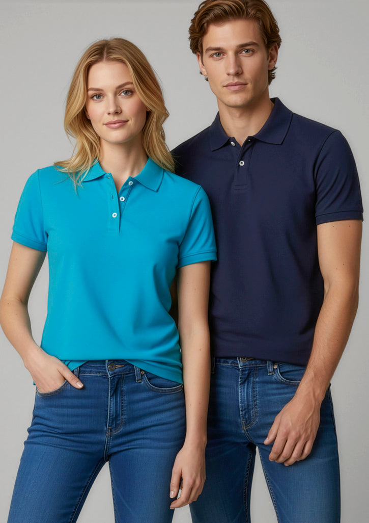 Neon Womens Short Sleeve Polo - Cyan - Model