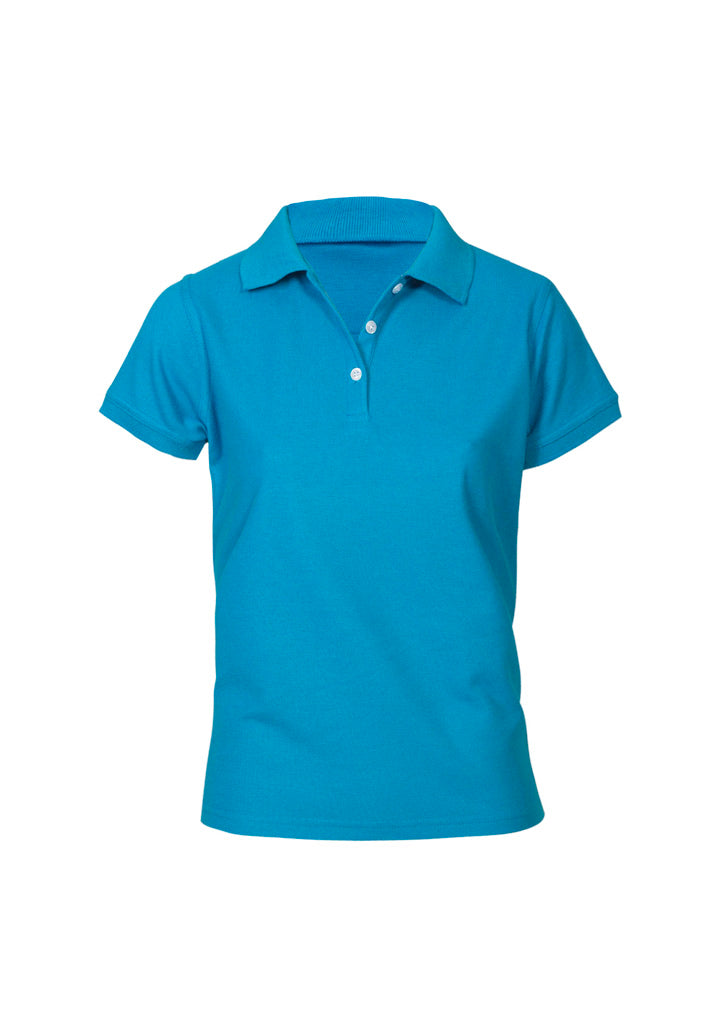 Neon Womens Short Sleeve Polo - Cyan - Front