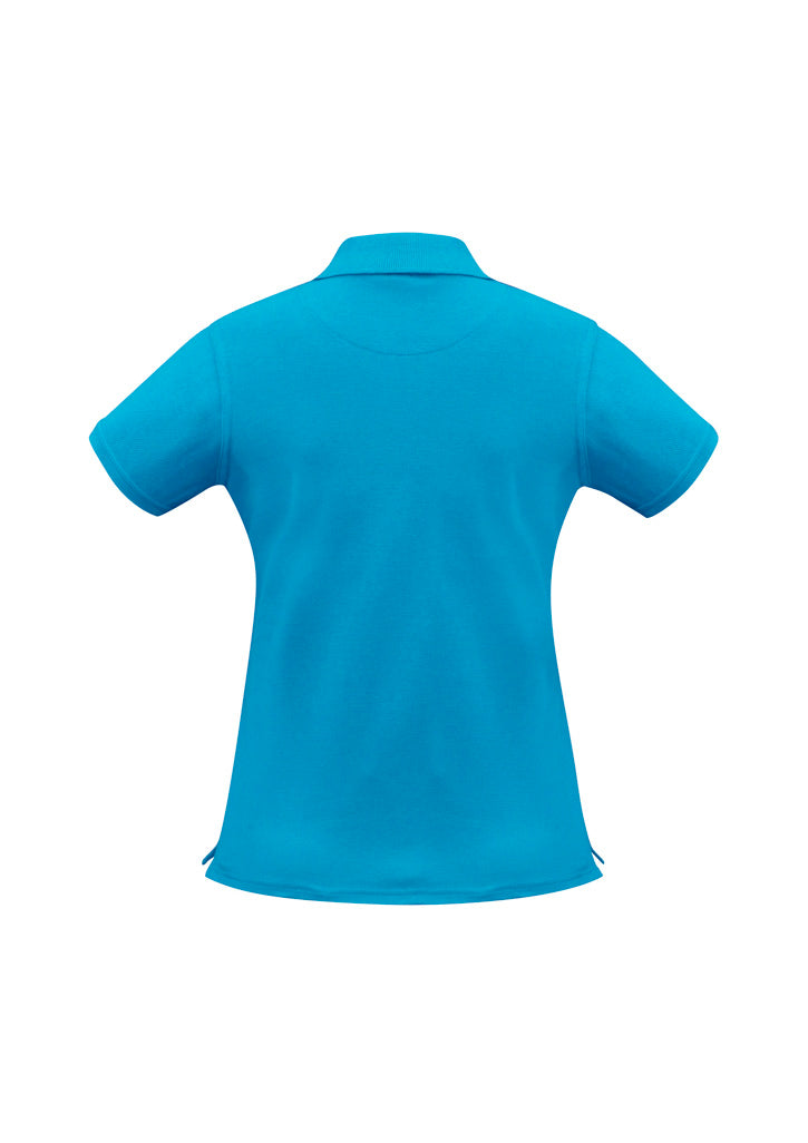 Neon Womens Short Sleeve Polo - Cyan - Back