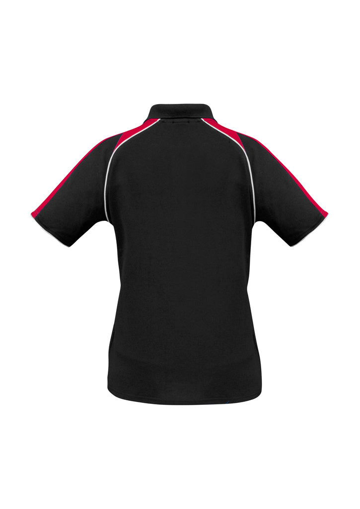 Triton Womens Short Sleeve Polo - Black/Red/White - Back