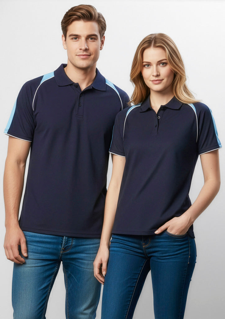 Triton Mens Short Sleeve Polo - Navy/Spring Blue/White - Model