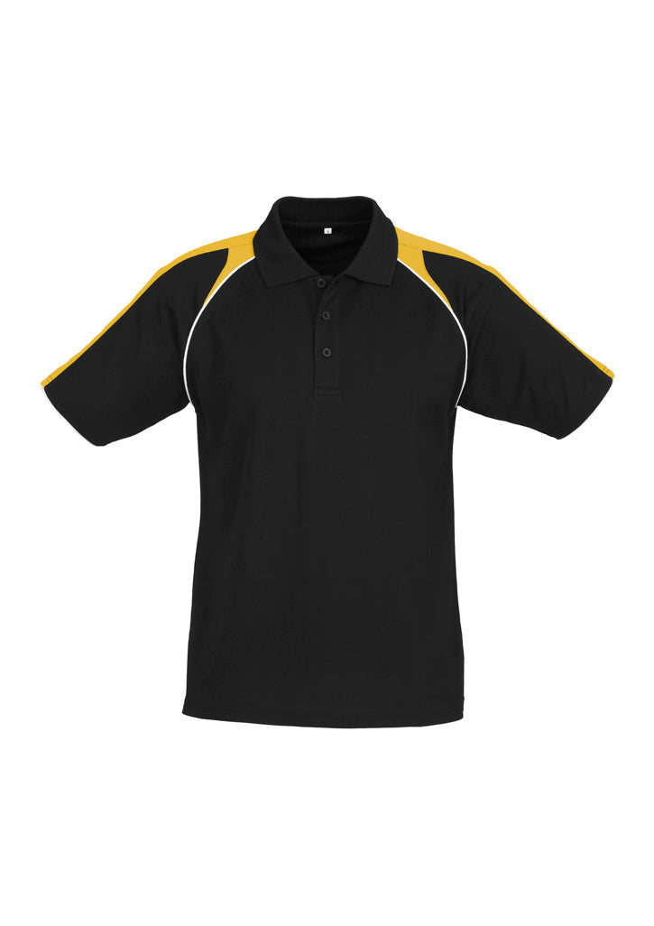 Triton Mens Short Sleeve Polo - Black/Gold/White - Front