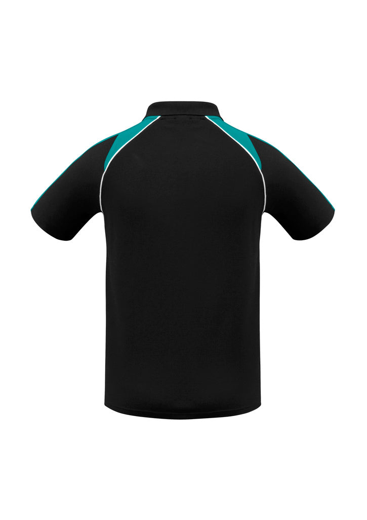 Triton Mens Short Sleeve Polo - Black/Teal/White - Back