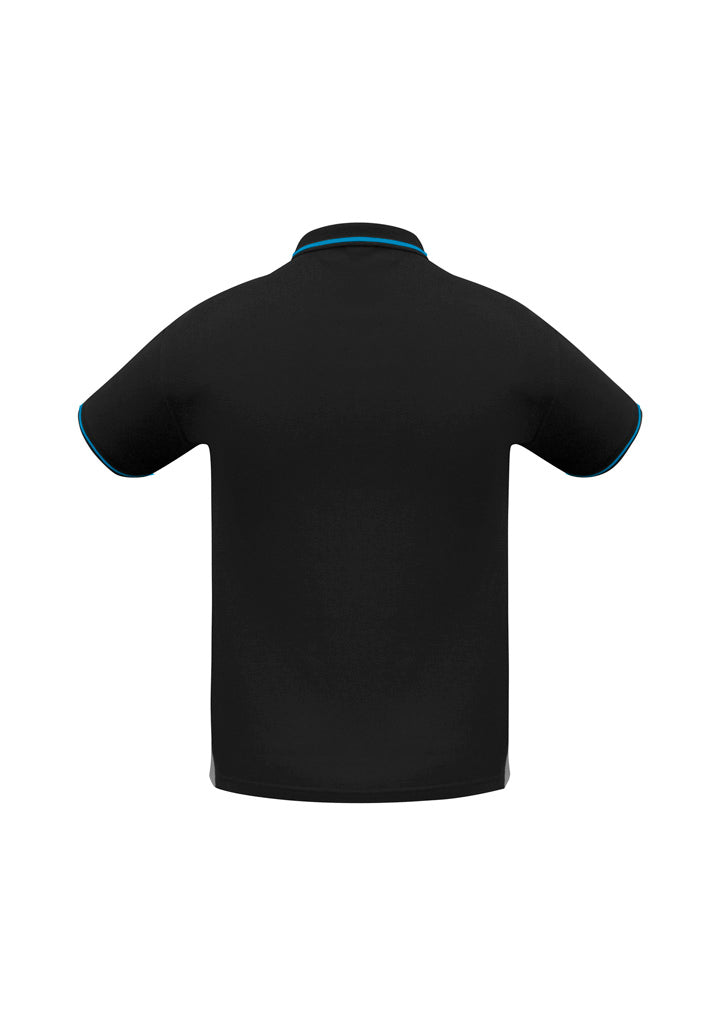 Jet Mens Short Sleeve Polo - Black/Cyan - Back