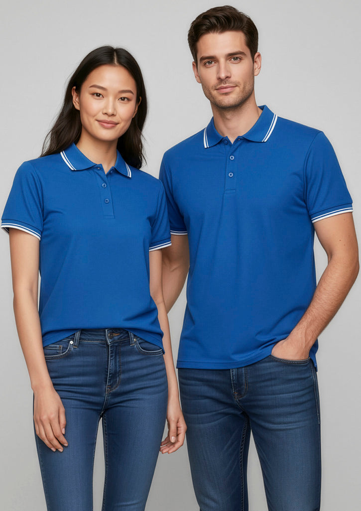 Cambridge Womens Short Sleeve Polo - Royal/White/White - Model