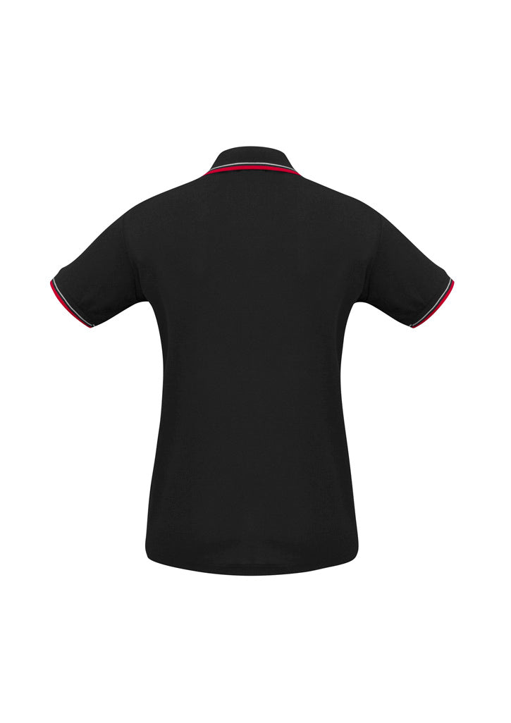 Cambridge Womens Short Sleeve Polo - Black/Red/White - Back