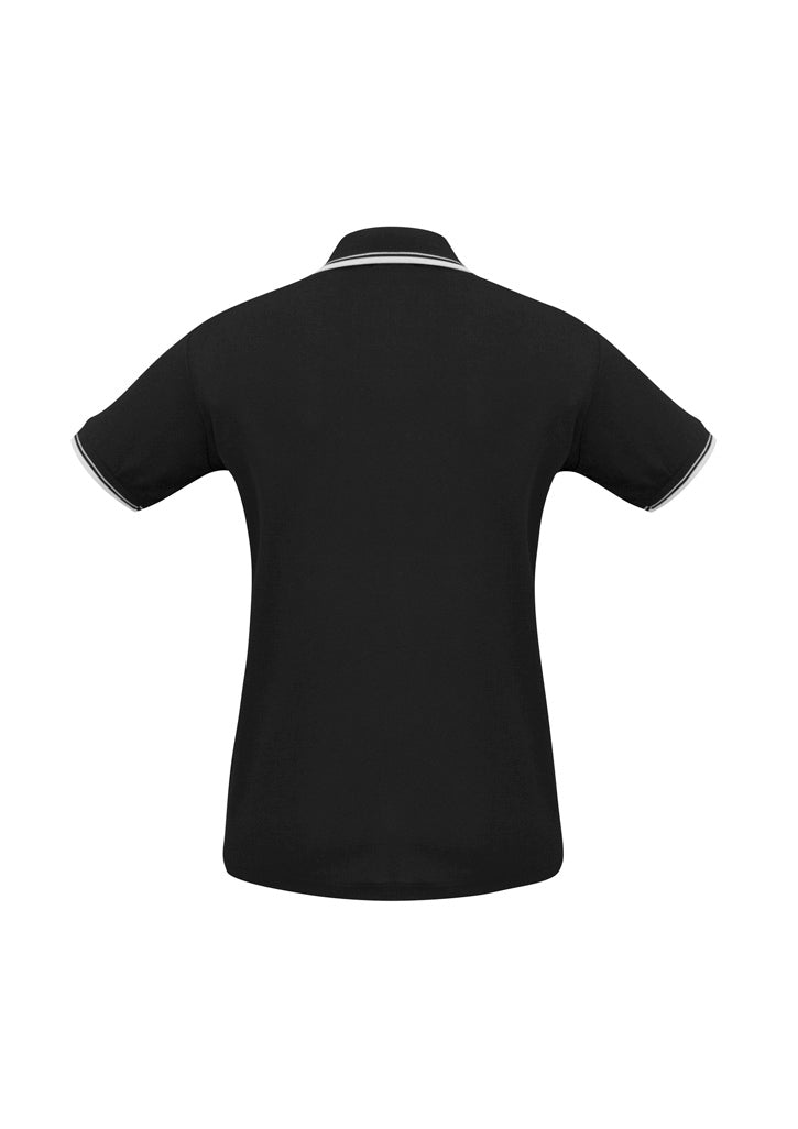 Cambridge Womens Short Sleeve Polo - Black/White/White - Back