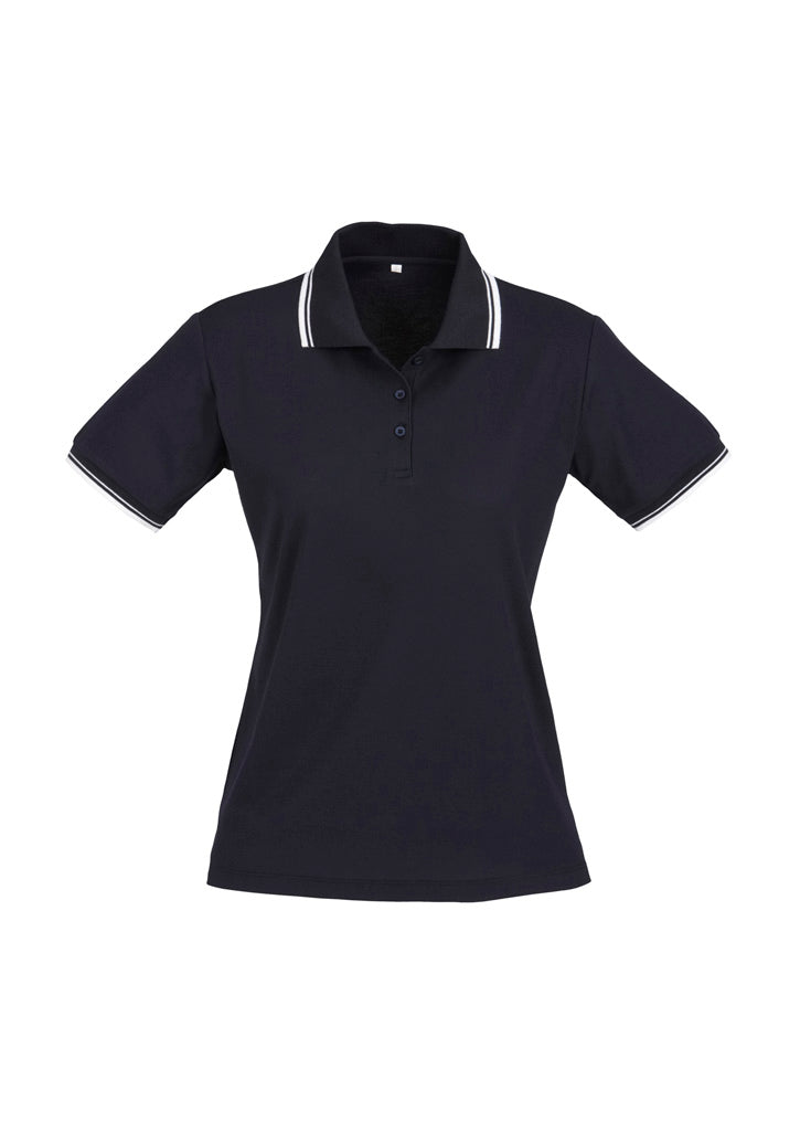 Cambridge Womens Short Sleeve Polo - Navy/White/White - Front