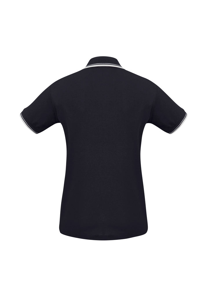 Cambridge Womens Short Sleeve Polo - Navy/White/White - Back