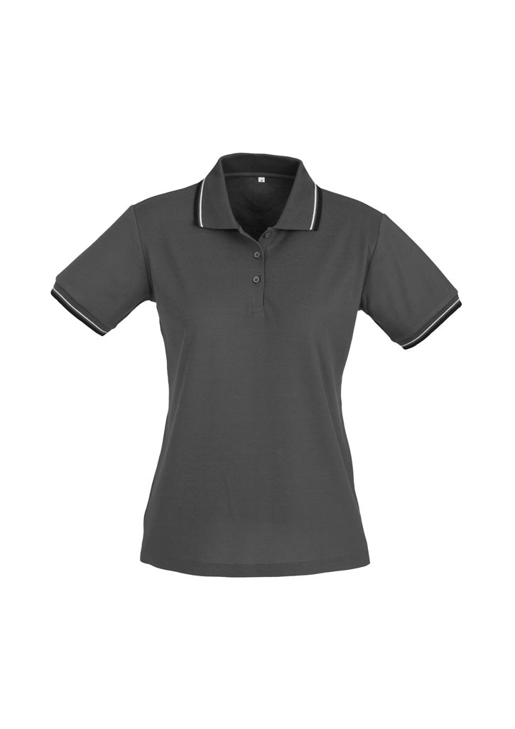 Cambridge Womens Short Sleeve Polo - Steel Grey/Black/White - Front