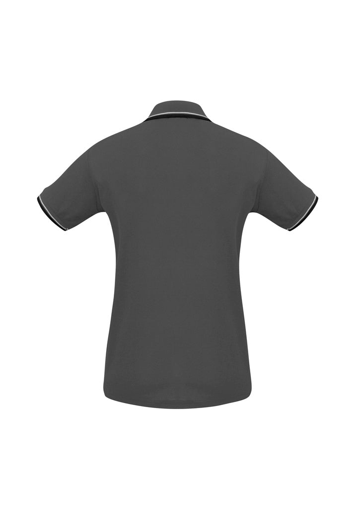 Cambridge Womens Short Sleeve Polo - Steel Grey/Black/White - Back