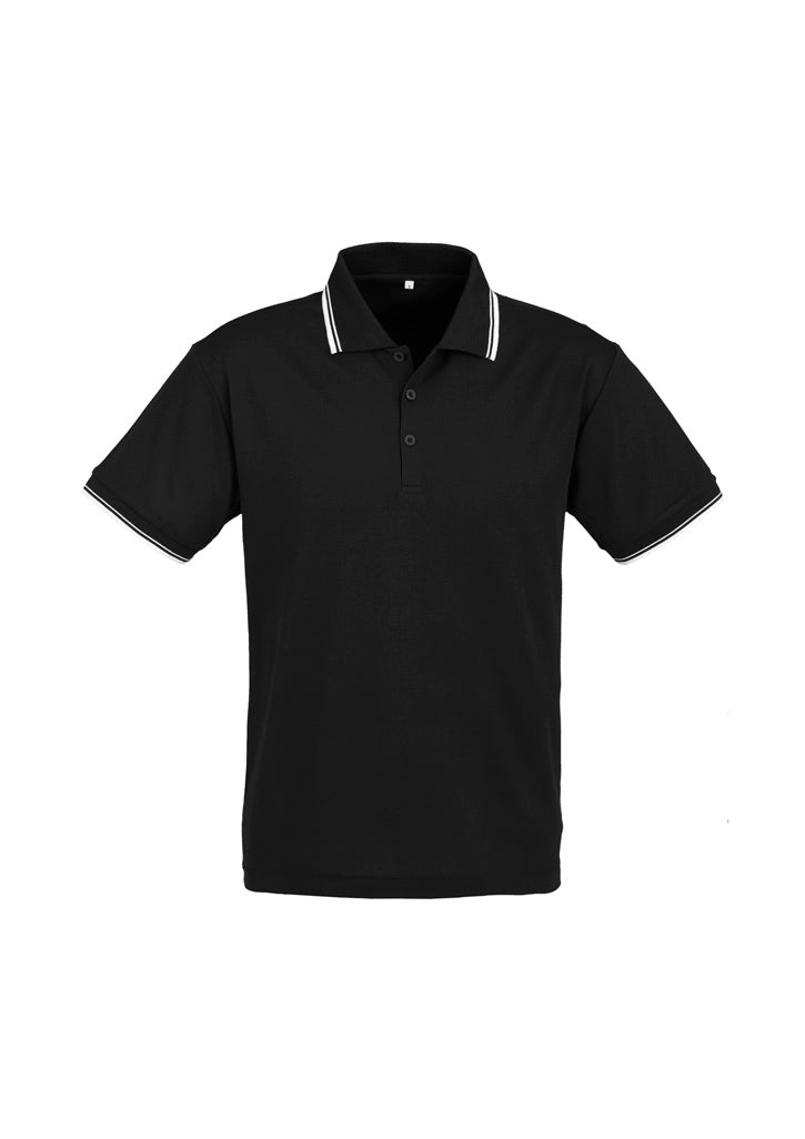 Cambridge Mens Short Sleeve Polo - Black/White/White - Front