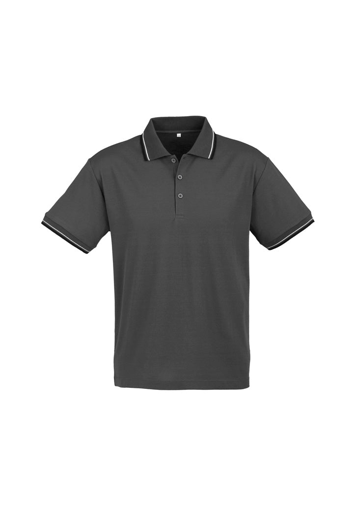 Cambridge Mens Short Sleeve Polo - Steel Grey/Black/White - Front