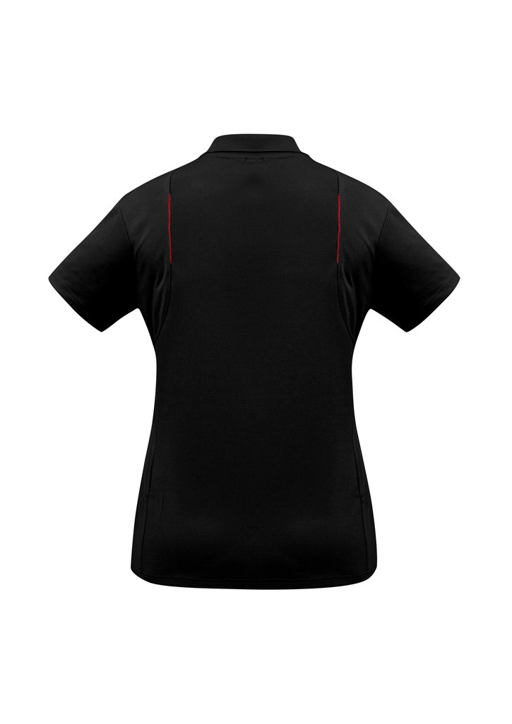 United Womens Short Sleeve Polo - Black/Red - Back
