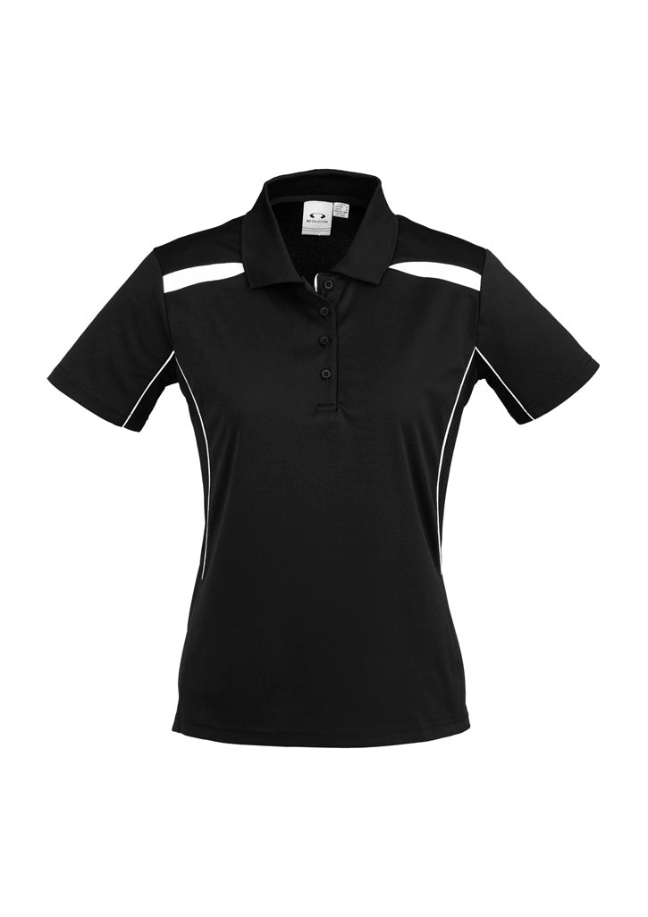 United Womens Short Sleeve Polo - Black/White - Front