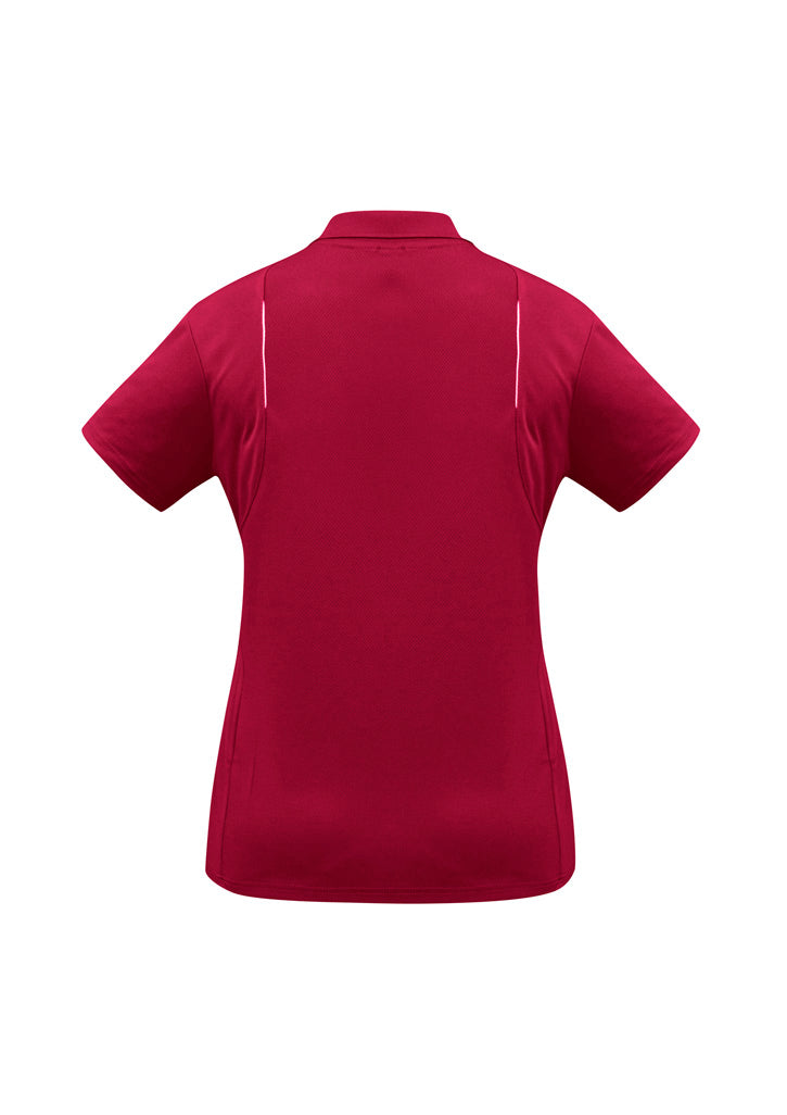 United Womens Short Sleeve Polo - Red/White - Back